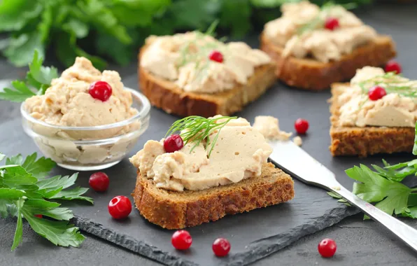 Food, bread, parsley, sandwiches, appetizer, pate
