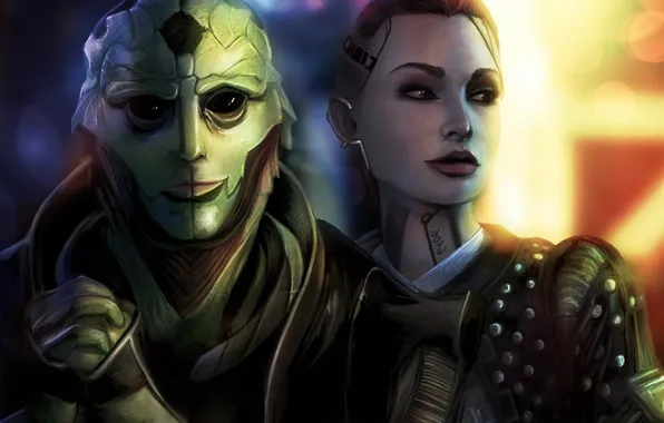 Picture girl, art, tattoo, Mass Effect, characters, Jack, Thane