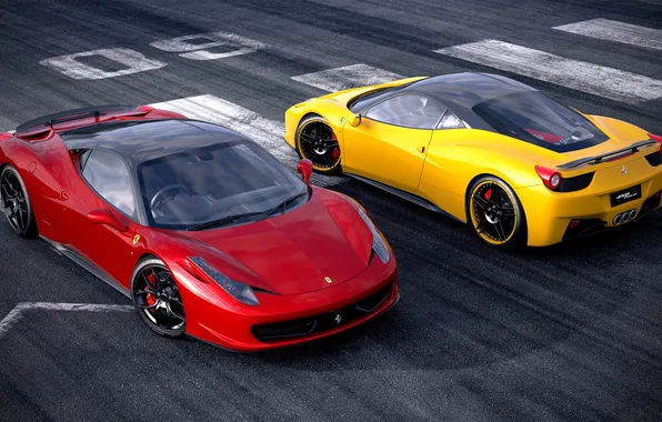 Picture Ferrari, red, 458, yellow, Italia