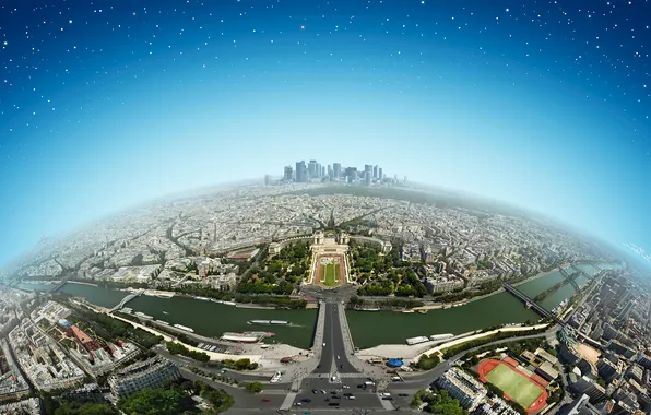 The sky, space, bridge, river, France, Paris, home, panorama