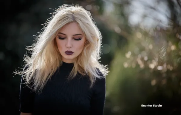 Girl, the sun, glare, model, portrait, makeup, hairstyle, blonde