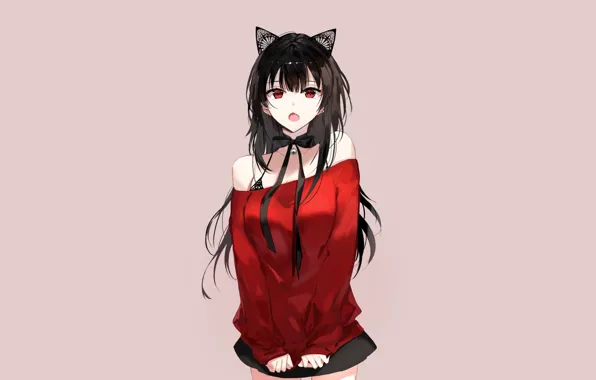 Girl, style, background, kitty