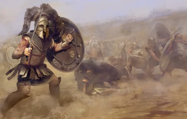 Weapons, the battle, warriors, Frontline, Peloponez