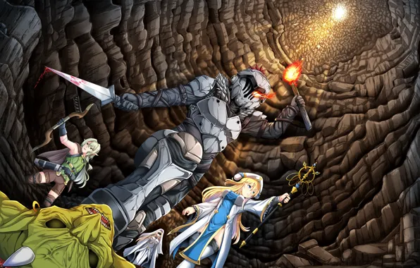 Cave, knight, Goblin, Goblin Slayer, The killer of goblins