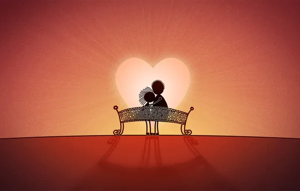 Picture love, bench, heart, Love