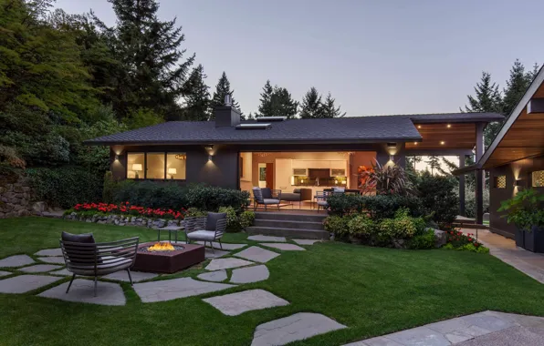 Design, the evening, lighting, yard, Portland, architecture, Oregon, hearth