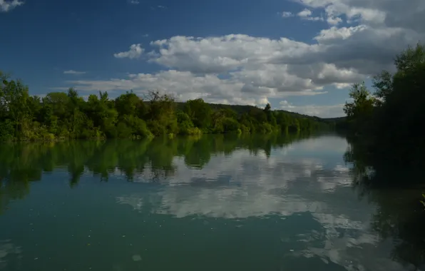 Picture France, Nature, Clouds, Lake, Trees, Nature, Clouds, France