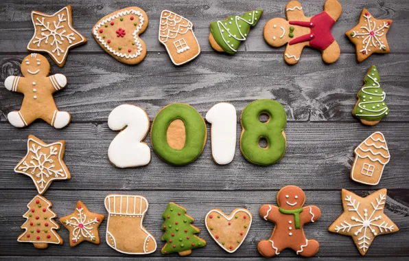 Picture Christmas, food, wooden, 2018, New Year, holiday, sweets, cookies