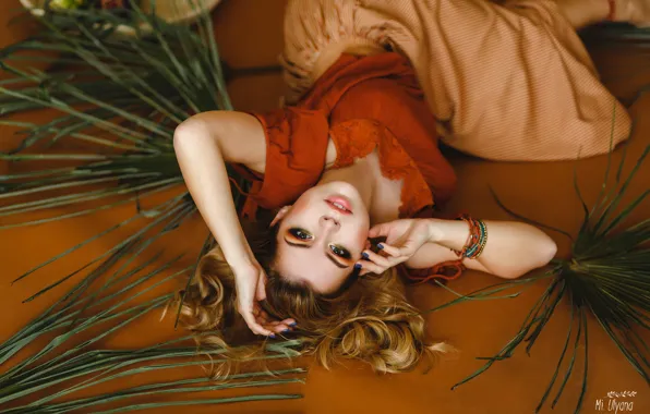 Look, girl, face, pose, hair, hands, makeup, Juliana Mizinova