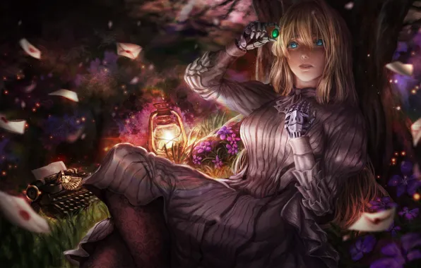 Girl, anime, art, brooch, Violet Evergarden