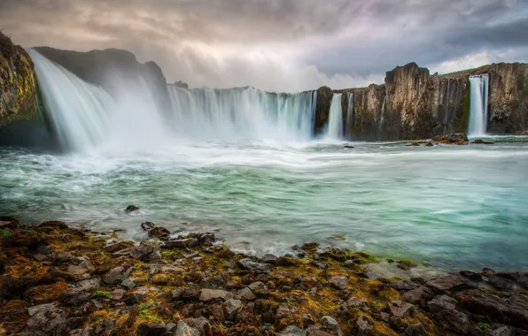River, rocks, waterfall, Iceland, Iceland