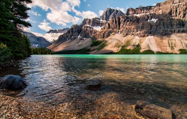 Picture snow, mountains, river, stones, Canada, Canada, nature, trees.