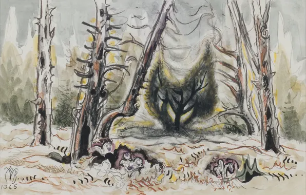 Picture 1965, Charles Ephraim Burchfield, Hepaticas and Tree Spirit