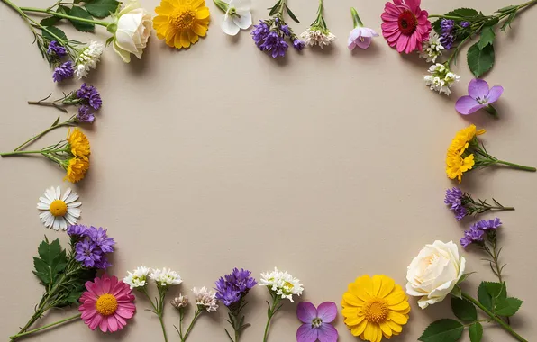 Flowers, frame, colorful, flowers, frame, floral