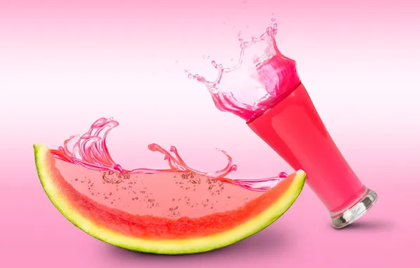 Picture squirt, glass, color, watermelon, juice