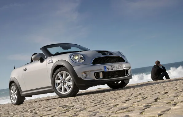 Picture the sky, water, shore, Roadster, Mini, mini, guy, Roadster