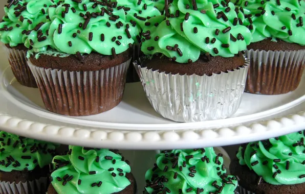 Green, Chocolate, Cupcake, Mint, Mint Cupcake