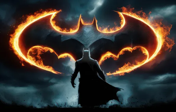 Night, figure, Batman, superhero, Fiction, Marvel, a solitary figure, The Fire Symbol