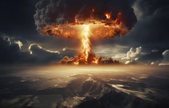 Mushroom, The explosion, Digital art, A nuclear explosion, AI art, Nuclear weapon, The Art of …