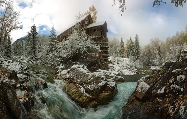 Picture nature, river, mill