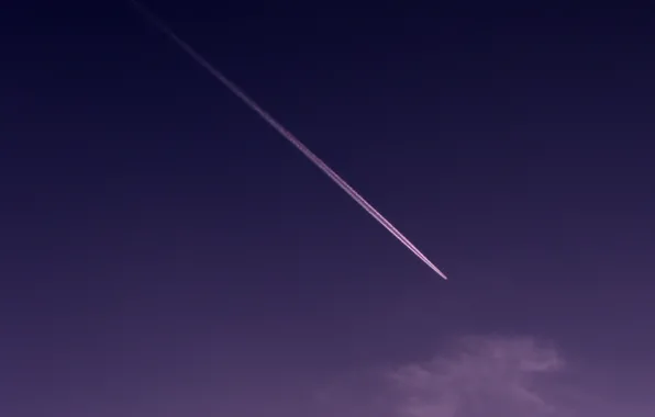 Picture the sky, the plane, lilac, Trail