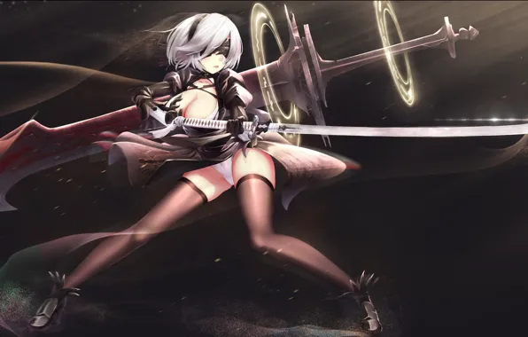 Kawaii, Microsoft, girl, sword, game, forest, robot, pantsu