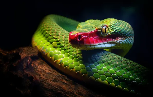 Picture Snake, Eyes, Face, Reptile, Animal, Digital art, Closeup, Danger