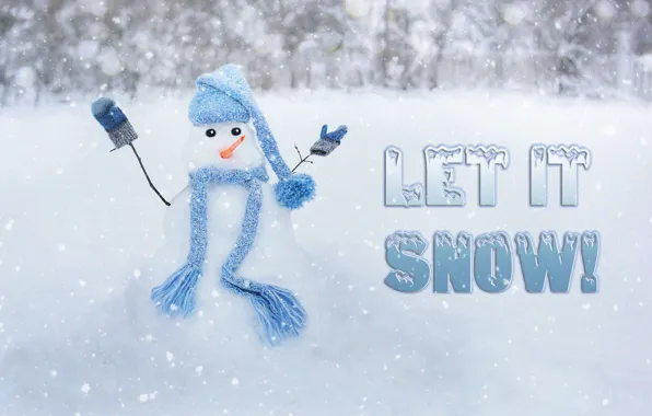 Winter, snow, branches, nature, holiday, blue, the inscription, snow