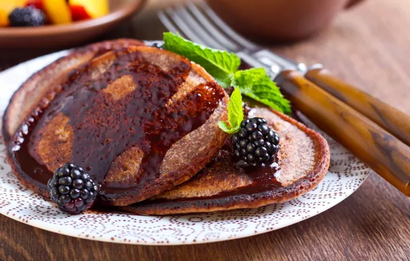 Pancakes, BlackBerry, chocolate