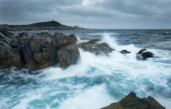 Picture the ocean, rocks, coast, Canada, Canada, The Atlantic ocean, Atlantic Ocean, the island of Cape …