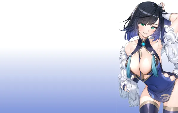 Picture Yelan, anime, short hair, armpit, sexy, blue, girl, hot