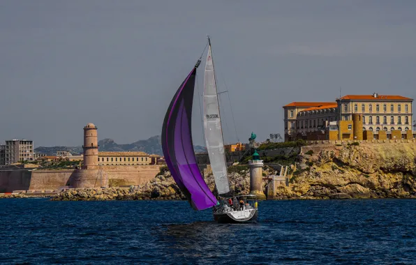 Sea, the city, France, home, yacht, sail, Marseille