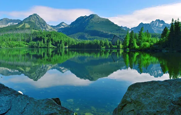 Reflection, Mountains, Lake, Štrbské Pleso