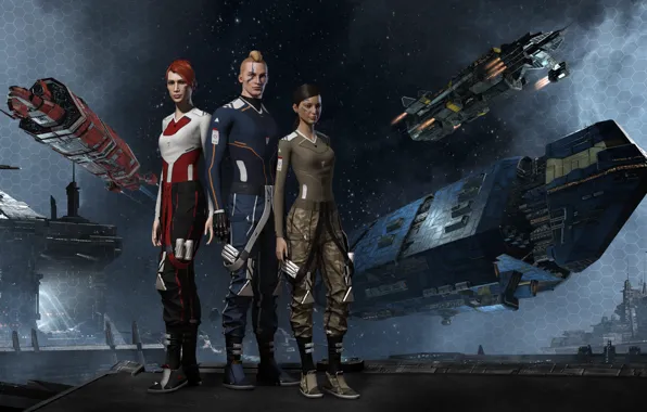 Nebula, station, Space, costume, space, Mohawk, pilots, spaceship