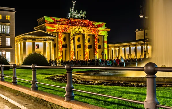 Night, lights, Germany, Berlin, light show