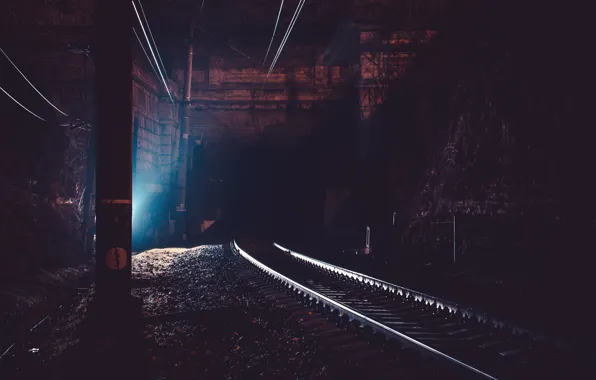 Road, night, the city, the tunnel, railroad, Crimea, Russia, entrance