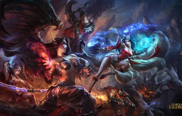 Picture League of Legends, mob, Morgana vs Ari