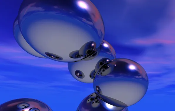 The sky, eyes, reflection, rendering, UFO, objects, Wallpaper from lolita777, mirror surface