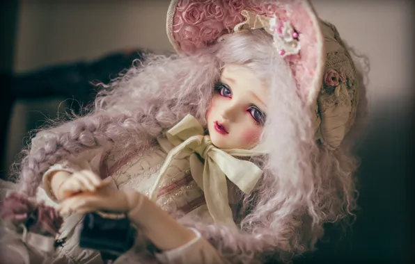 Eyes, look, girl, pose, retro, background, sadness, toy