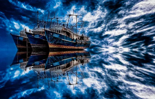Dream, the ocean, dream, boats, ocean, blue, beautiful, blue