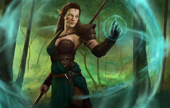 Girl, elf, green eyes