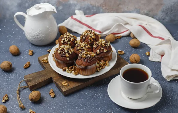 Coffee, nuts, cream, chocolate, cupcakes, Natasha Breen