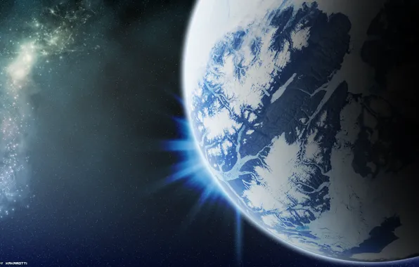Stars, planet, Space