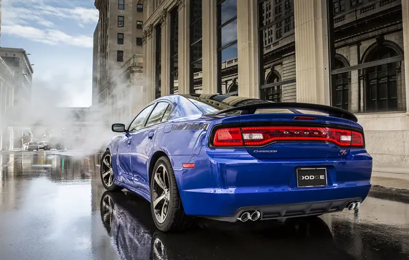 Blue, Smoke, Machine, Dodge, Dodge, Car, Car, Charger