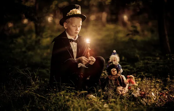 Picture mood, toys, candle, Malchik