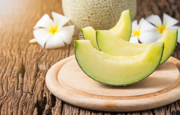 Flowers, slices, melon, plumeria
