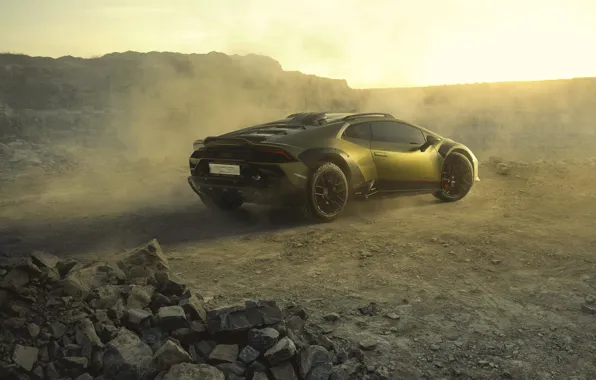 Lamborghini, Dust, Stones, Off-road supercar, Lamborghini Huracan Sterrato, Off-road supercar