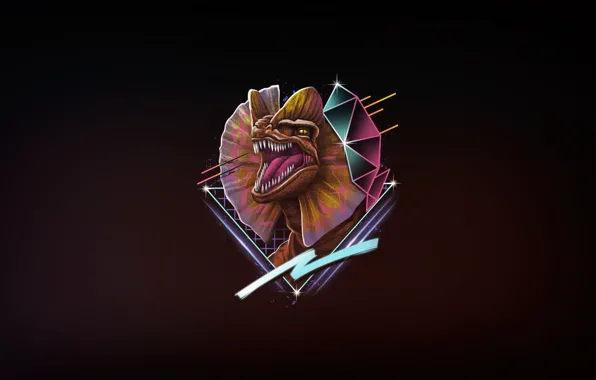 Picture Minimalism, Dinosaur, Art, 80s, 80's, Synth, Retrowave, Synthwave