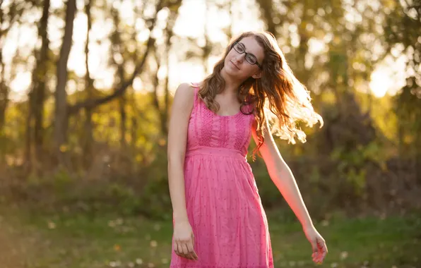 Girl, nature, background