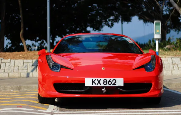 Ferrari, supercar, red, Ferrari, 458, the front, Hong Kong, Italia